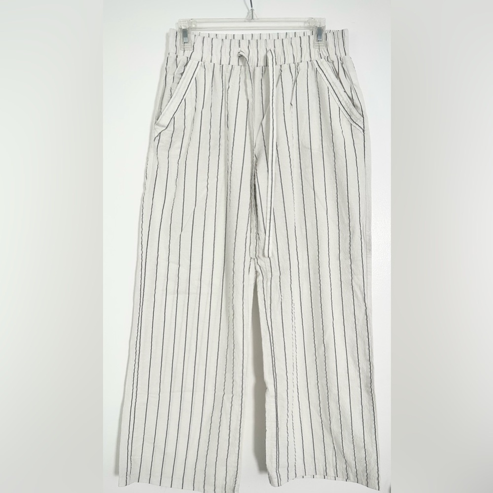 Striped Beige and Gray Women’s Pants
